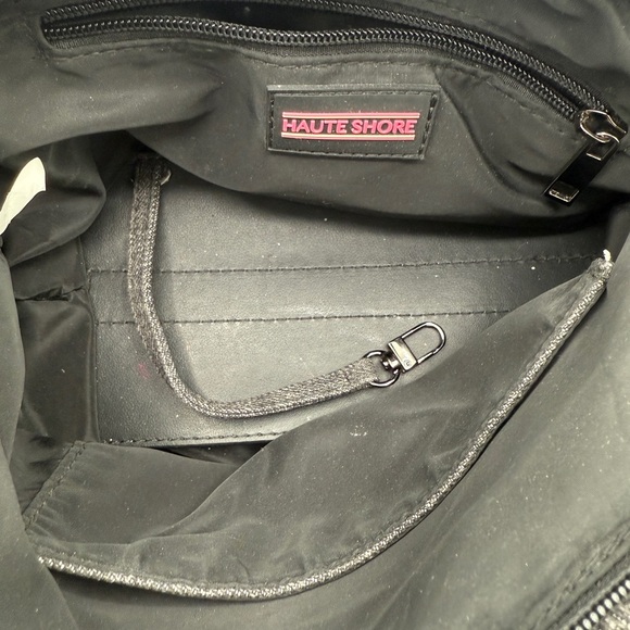 Haute Shore Woven Small Tote Purse Bag Crossbody Top Handle Geometric‎ Black - Picture 11 of 14